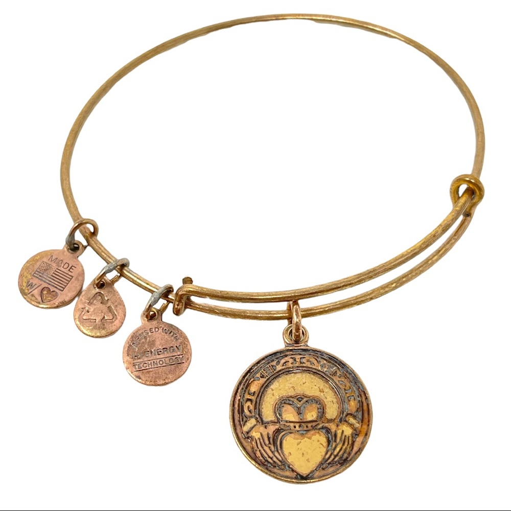 ALEX & ANI Claddagh Charm Bracelet Gold Tone Bangle